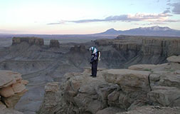 James Waldie on Skyline Rim (Olympus Mons in the background?)